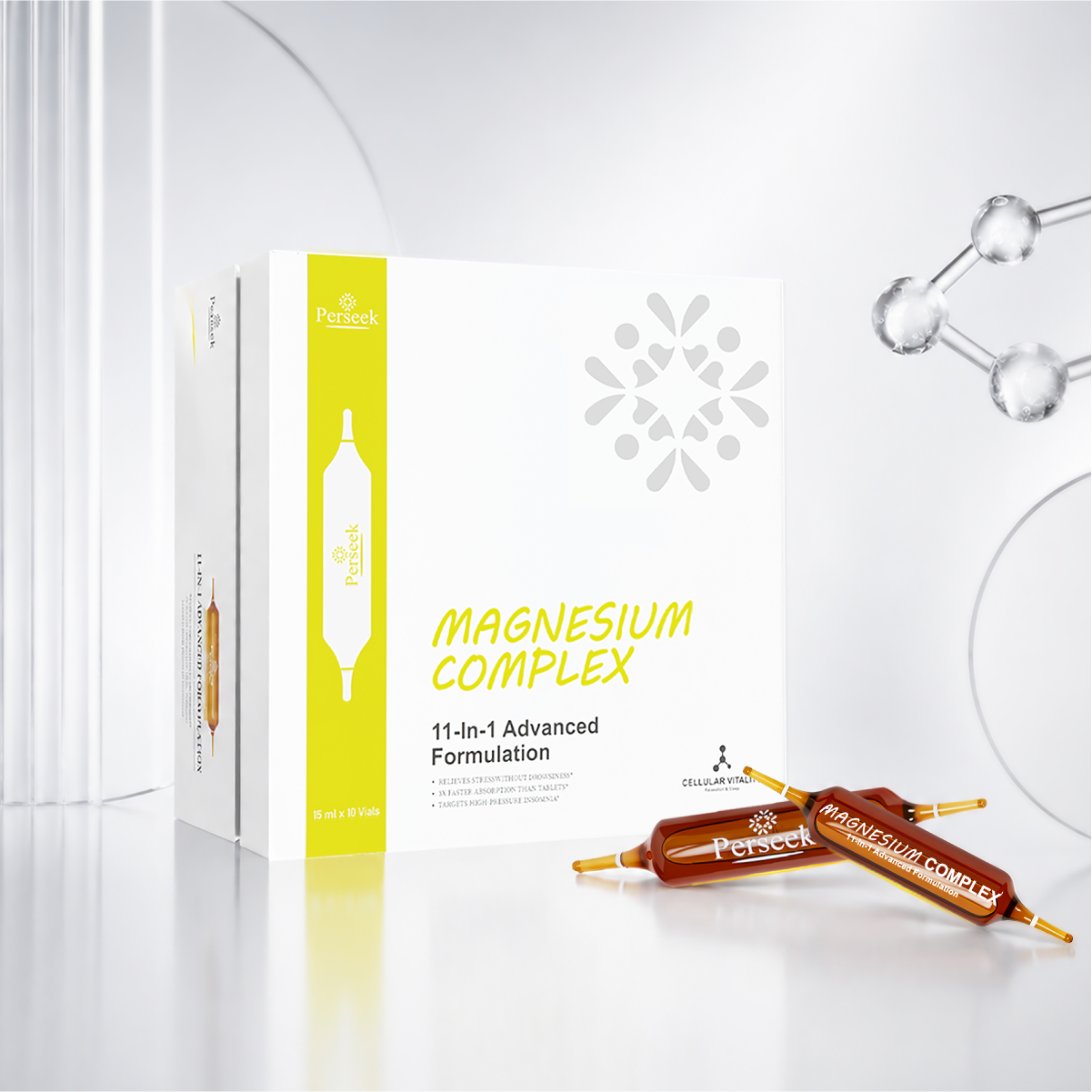 PERSEEK Fast-Absorbing Magnesium Sleep Supplement | 3x Absorption, Stress Relief | 15mL×10 Vials
