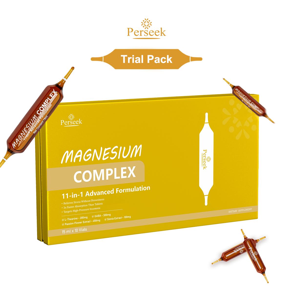 PERSEEK Fast-Absorbing Magnesium Sleep Supplement | 3x Absorption, Stress Relief | 15mL×10 Vials