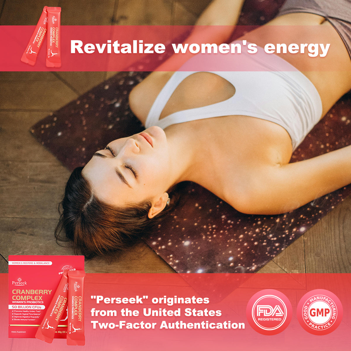 Perseek Women’s Probiotic 50B CFUs + Cranberry – for Intimate, Urinary ,and Digestive Health – 30 Pack