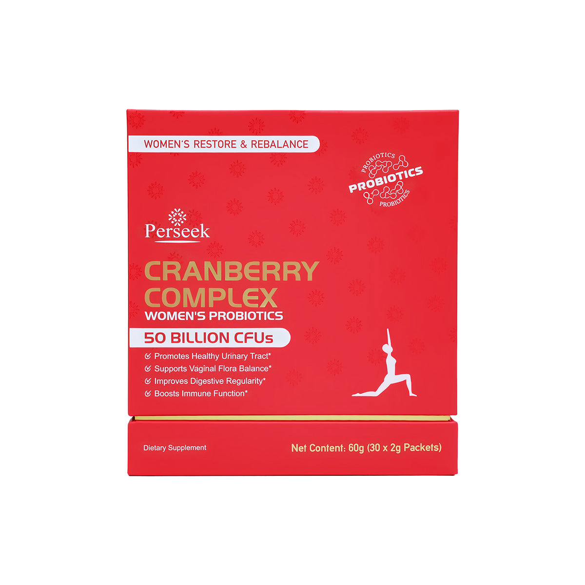 Perseek Women’s Probiotic 50B CFUs + Cranberry – for Intimate, Urinary ,and Digestive Health – 30 Pack