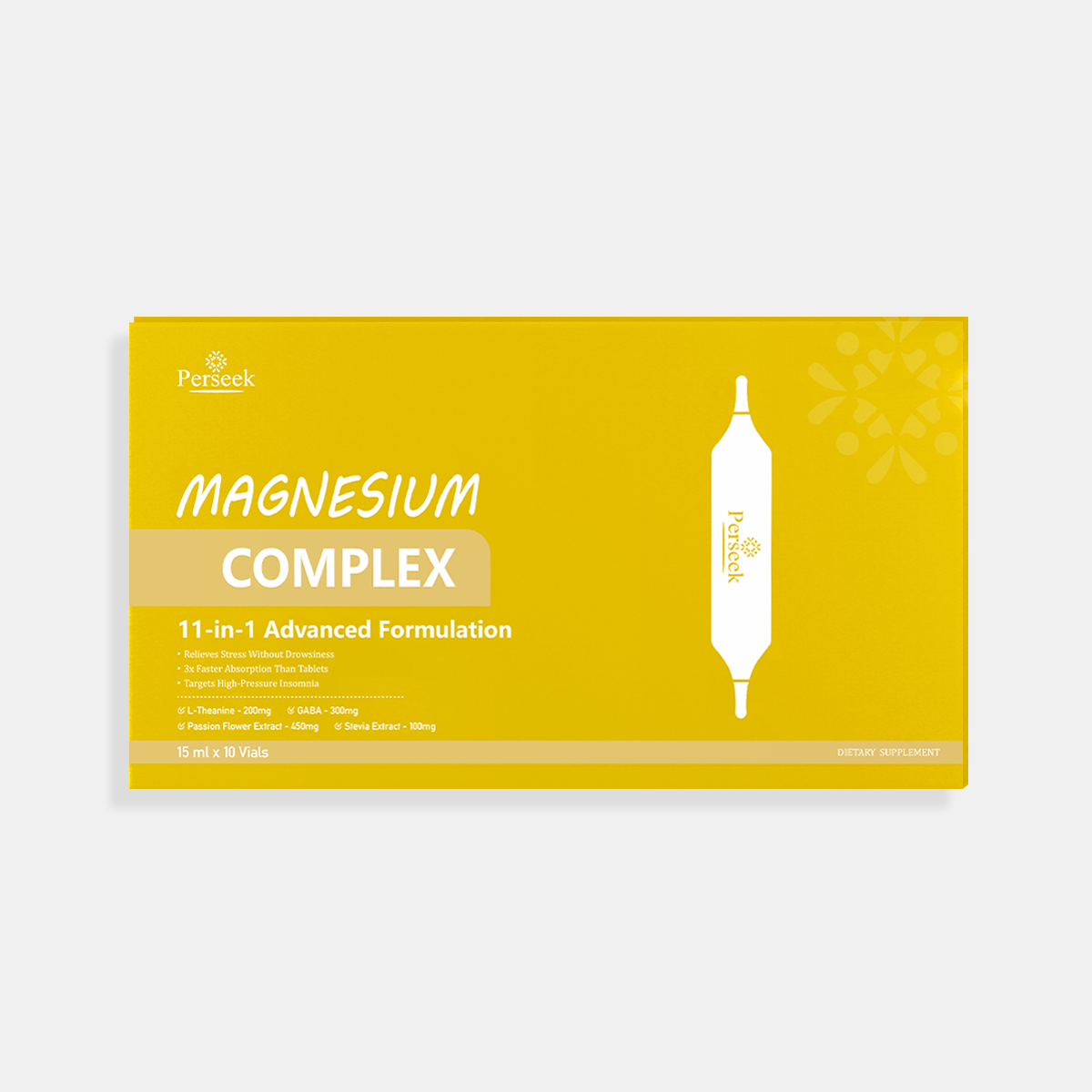 PERSEEK Fast-Absorbing Magnesium Sleep Supplement | 3x Absorption, Stress Relief | 15mL×10 Vials